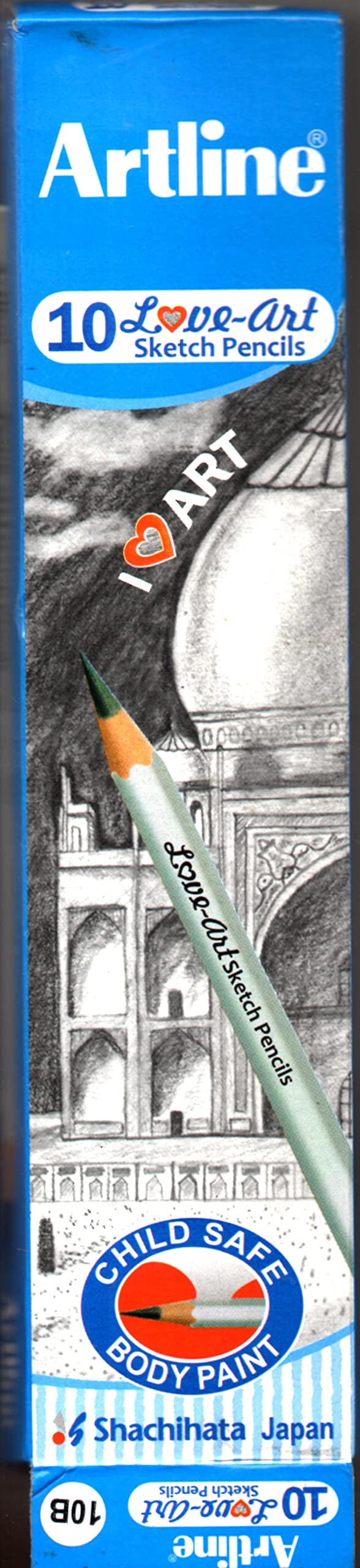 Artline Love Art Ultra Dark Sketch Pencil Set|Lightweight With Comfortable Grip|Pencil Set For Drawing|Shading|Safe Pencils For Children|10B|Set Of 10 Color Pencil|Black - Image 2