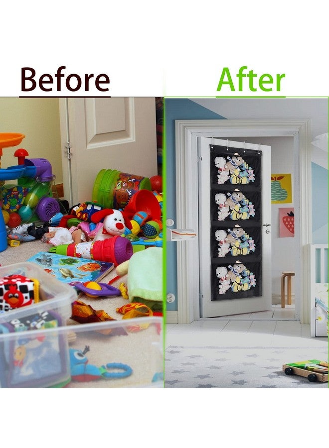 UBeesize Stuffed Animal Storage, Over Door Organizer for Stuffed Animal,Baby Accessories, Cosmetics, Toys and Sundries,Toy Hammock for Stuffed Animals,Hanging Organizer with 4 Large Pockets Black - Image 5