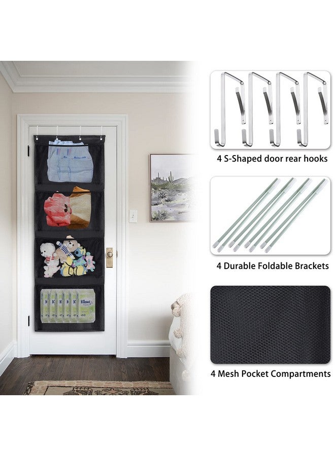 UBeesize Stuffed Animal Storage, Over Door Organizer for Stuffed Animal,Baby Accessories, Cosmetics, Toys and Sundries,Toy Hammock for Stuffed Animals,Hanging Organizer with 4 Large Pockets Black - Image 2