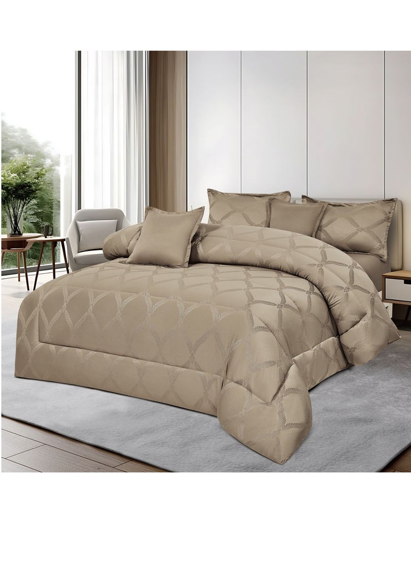 مون مفرش جاكار نفرين6 قطع منفوش ملكي مقاس 250*230