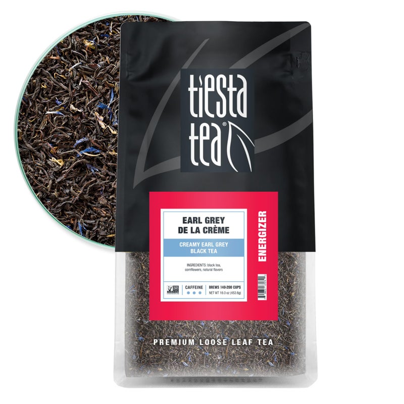 Tiesta Tea - Earl Grey de la Crème, Loose Leaf, Creamy Earl Grey Black Tea, Premium Blend, Caffeinated Black, Make Hot or Iced Brews Up to 200 Cups, 16 Ounce Resealable Bulk Pouch - Image 1