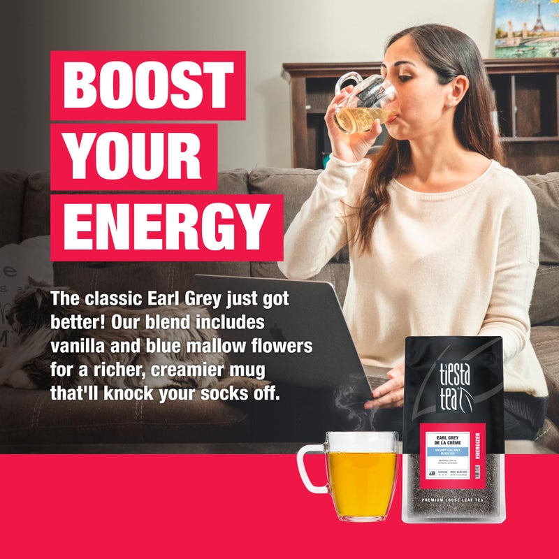 Tiesta Tea - Earl Grey de la Crème, Loose Leaf, Creamy Earl Grey Black Tea, Premium Blend, Caffeinated Black, Make Hot or Iced Brews Up to 200 Cups, 16 Ounce Resealable Bulk Pouch - Image 3