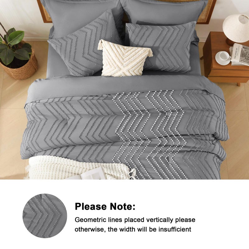 Litanika Litanika King Size Comforter Set with Sheets Medium Gray - 7 Pieces Bed in a Bag King Chevron Tufted Complete Beddding Sets with Comforter  Sheets  Pillowcases & Shams  - Image 4