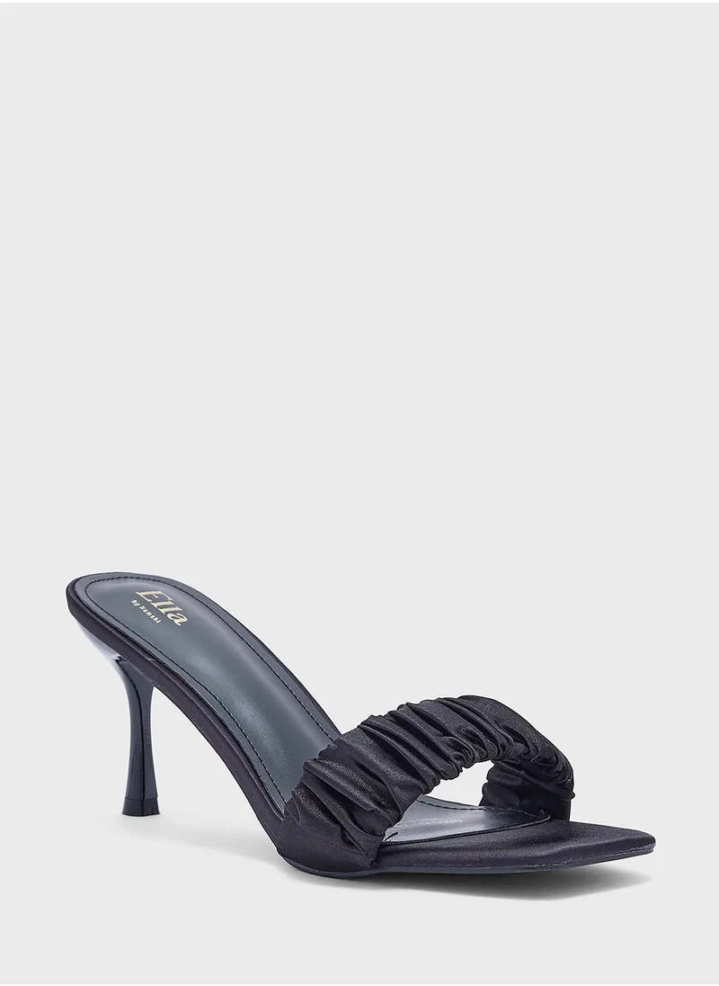 ايلا Ruched Strap Mid Heel Sandal