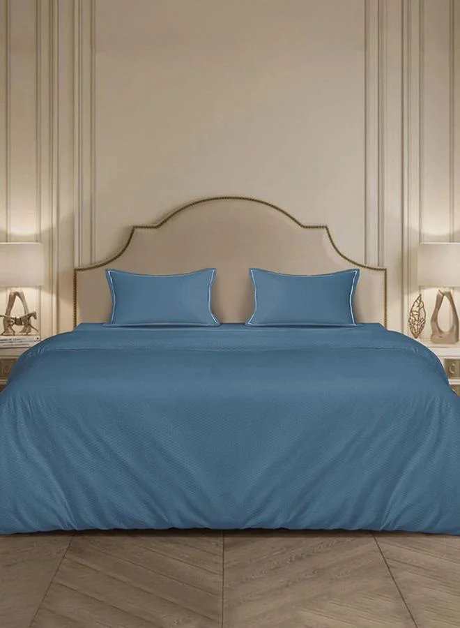 Mulberry Living 100% Cotton 4-Pieces Bedding Set, Micro Checks - Mineral Blue