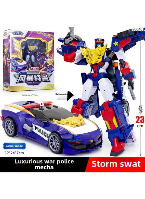 Mini Secret Force 7 Super Police Force Reload Transforming Robot Fule Five-fit Mecha Boy Toy-Color:Storm Swat806401