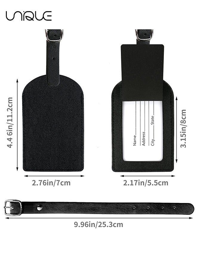 Unique 5 Pack Luggage Tags，PU Leather Luggage Bag Tags，Leather Luggage Bag Case Tags for Women Men Travel，Premium Travel Bag Baggage Tags Suitcase Identify Labels with Privacy Cover - Image 2