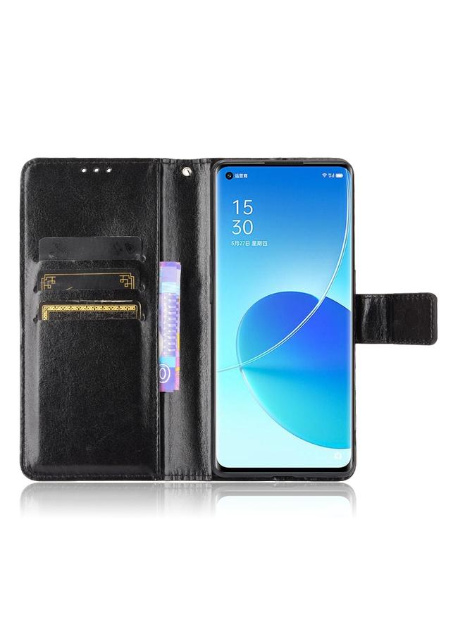 اس-توب جراب لهاتف OPPO Reno6 Pro+ 5G جراب جلدي قلاب أفقي بتصميم Crazy Horse مع حامل وفتحات للبطاقات وحبل تثبيت - Image 5