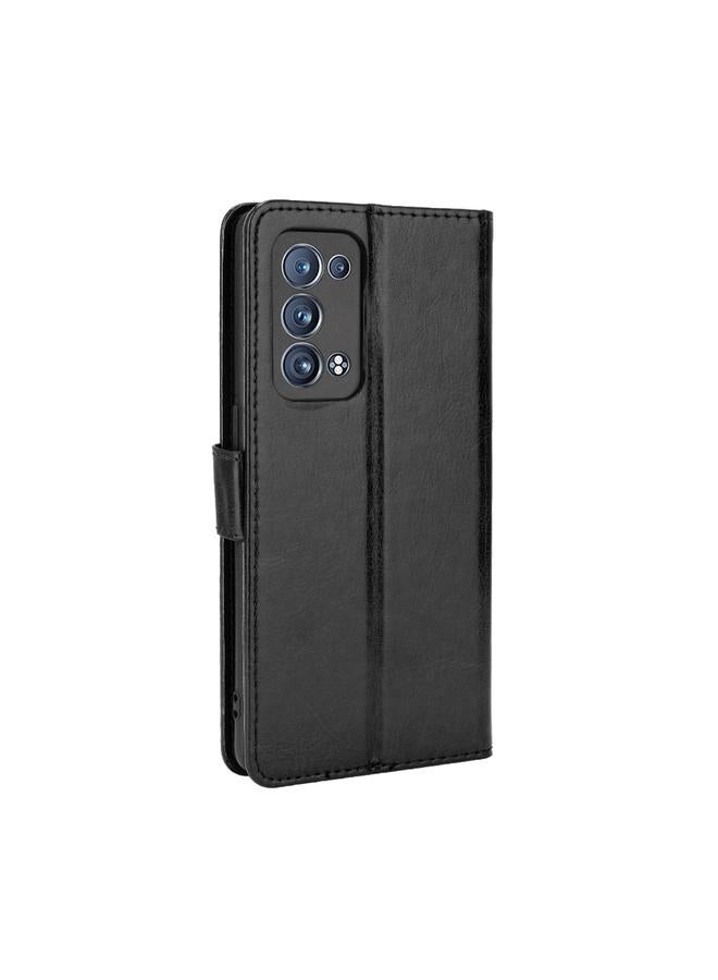 اس-توب جراب لهاتف OPPO Reno6 Pro+ 5G جراب جلدي قلاب أفقي بتصميم Crazy Horse مع حامل وفتحات للبطاقات وحبل تثبيت - Image 3