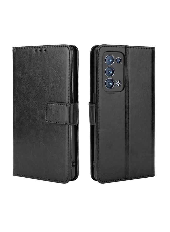 اس-توب جراب لهاتف OPPO Reno6 Pro+ 5G جراب جلدي قلاب أفقي بتصميم Crazy Horse مع حامل وفتحات للبطاقات وحبل تثبيت - Image 1