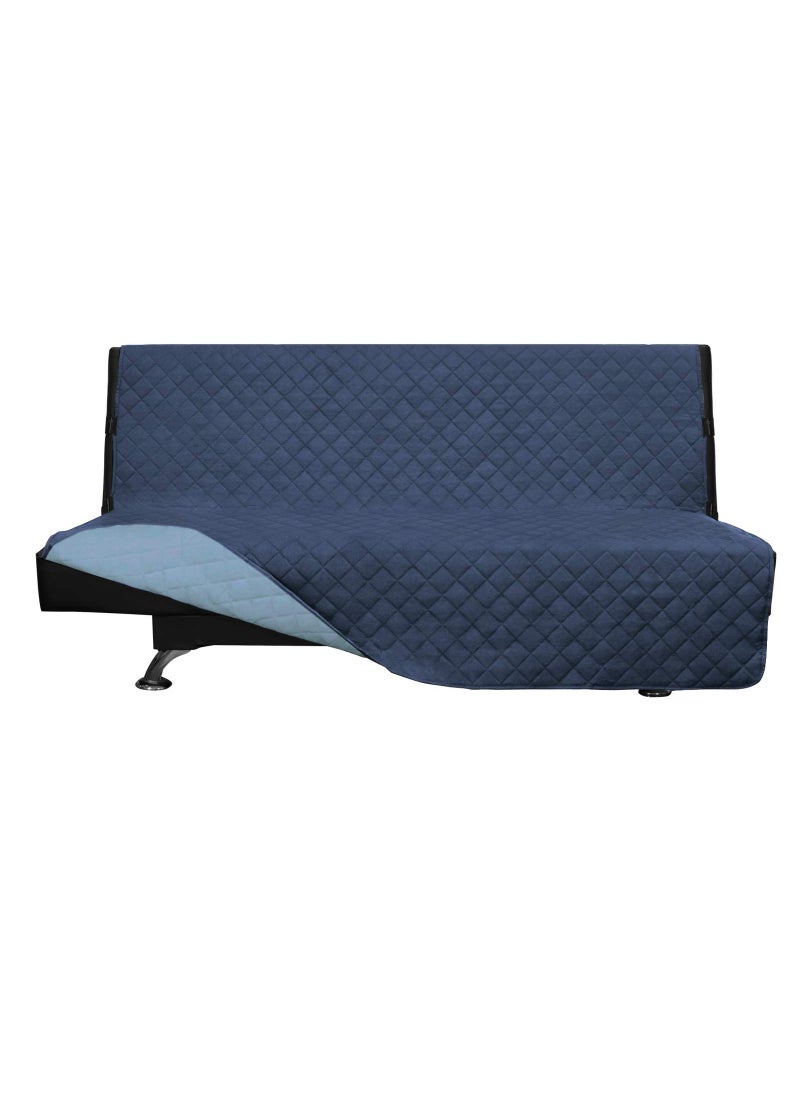 Easy-Going EasyGoing Futon Sofa Slipcover  Reversible Armless Couch Cover  Water Resistant for Pets  Kids Dark BlueLight Blue 