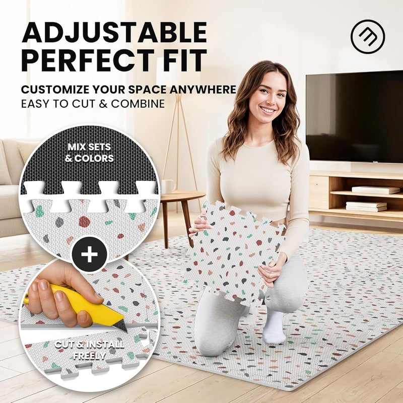 BeMaxx Gym Mats Set - 18 pcs EVA Interlocking Foam Floor Tiles (12.6"x12.6"x0.4") 18sqft Protective Gym Flooring Sports Home Workout Exercise Mats Puzzle Garage Fitness Play-Room Pool Treadmill Bike - Image 4