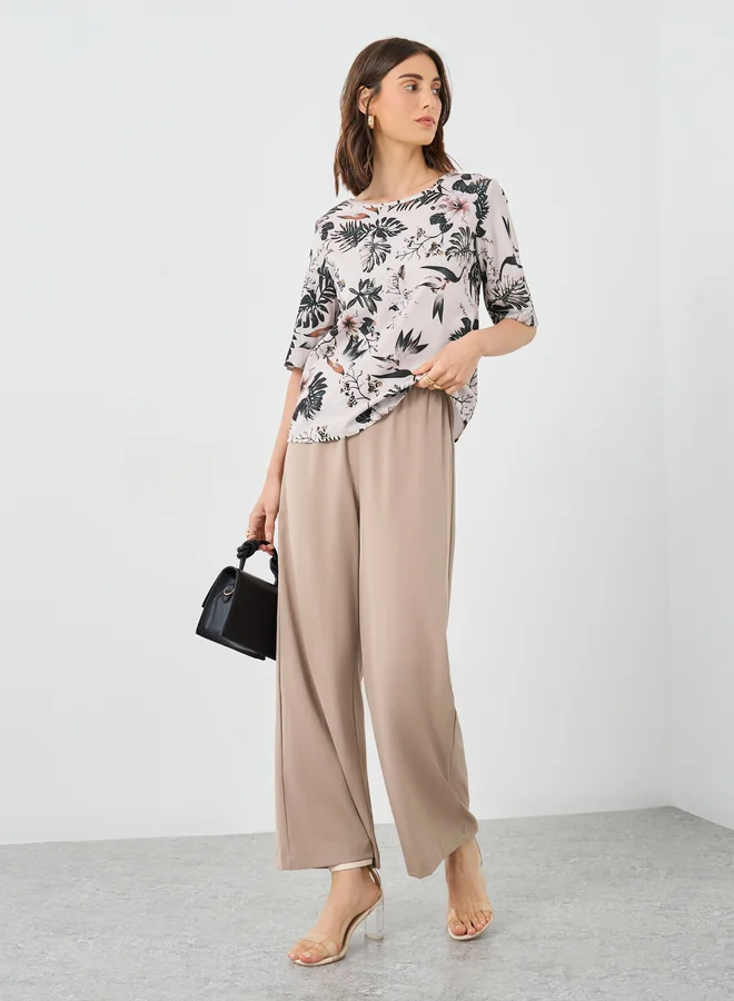 Take Two Take Two Women Floral Top and Wide Leg Pants Co-Ords