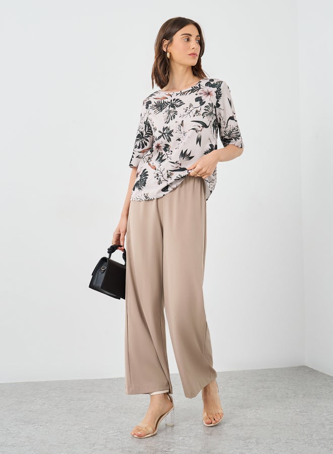 Take Two Women Floral Top and Wide Leg Pants Co-Ords - Image 1