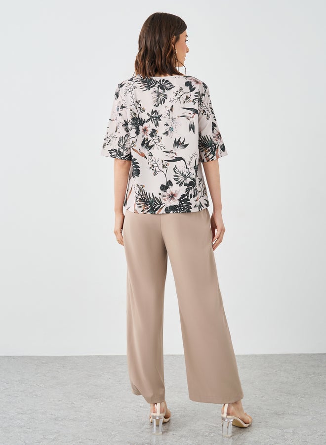 Take Two Women Floral Top and Wide Leg Pants Co-Ords - Image 4