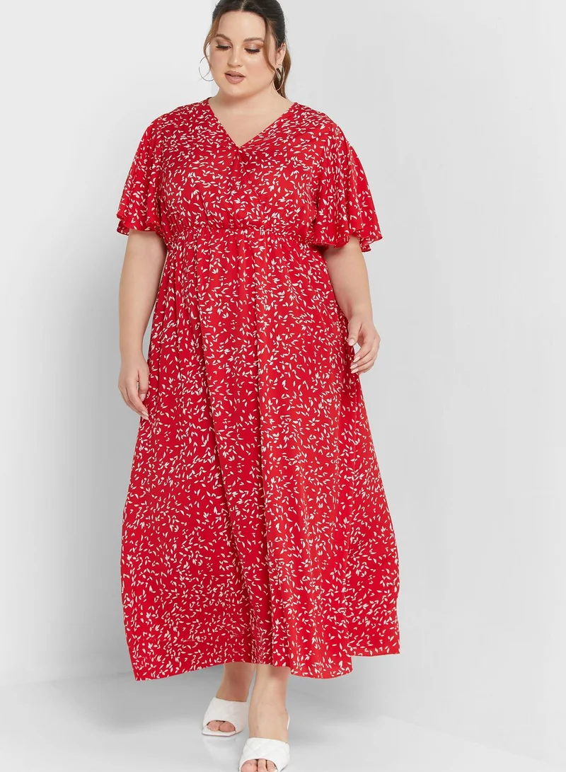Ginger Plus Ditsy Print Dress