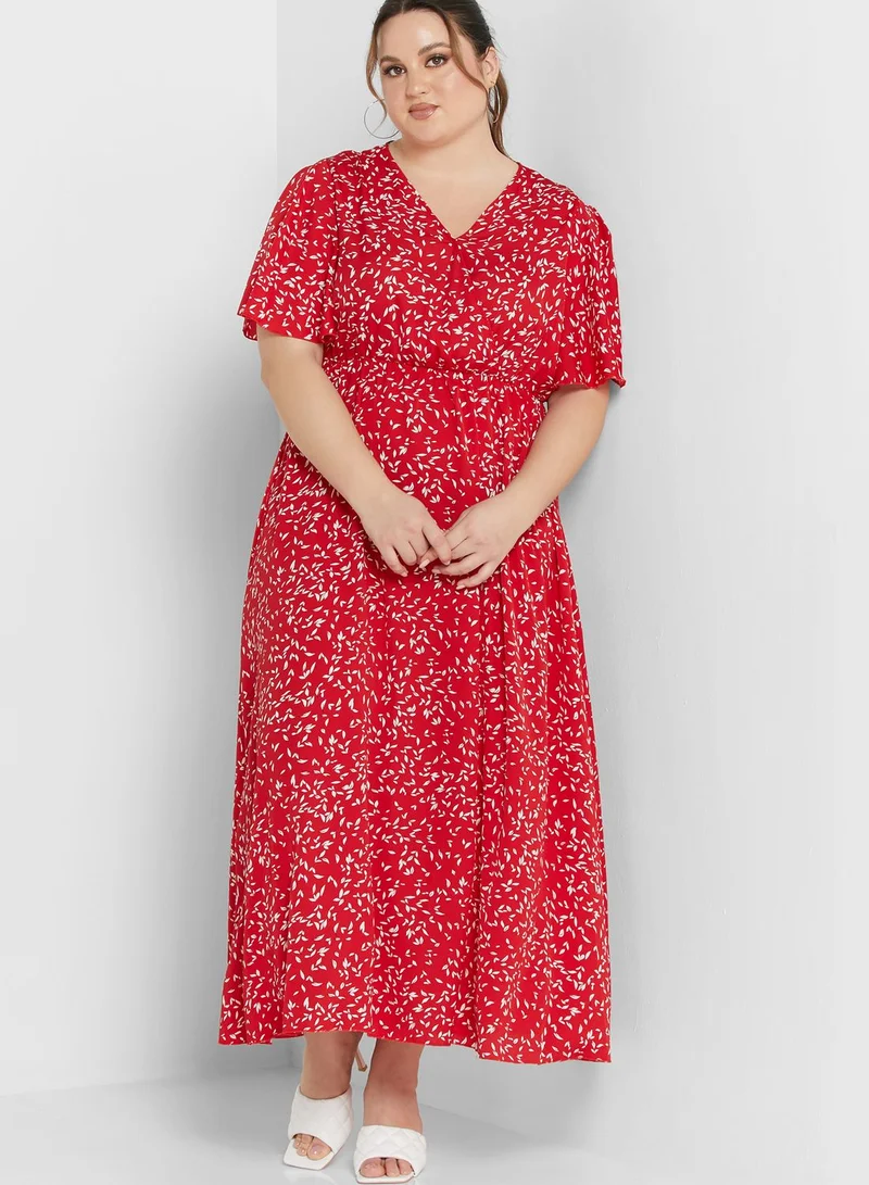 Ginger Plus Ditsy Print Dress