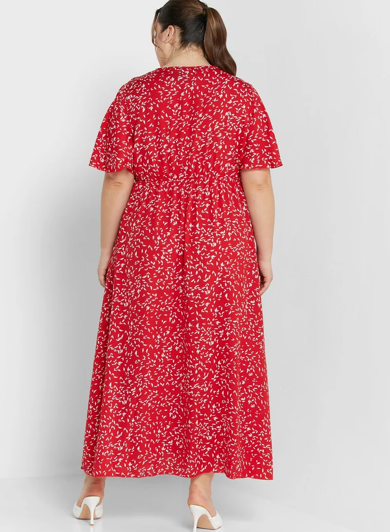 Ginger Plus Ditsy Print Dress