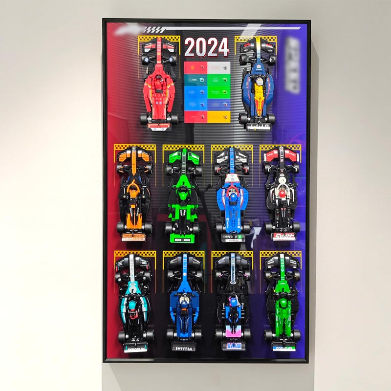 WETCEAOM Display Wallboard for Lego Speed Champions 10in1 F1 Car 77242772437724477245772467724777248772497725077251 Ideas for Lego Car Wall Mount Display Lover Models not Included