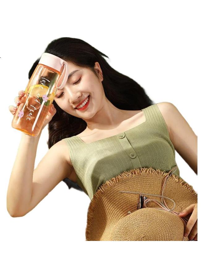 Tomimitsu Fuguang Plastic Tea Cup, Water Cup, Cute Instagram Style, Portable For Students, Creative With Lid, Durable, Simple Space Cup For Summer - Image 3