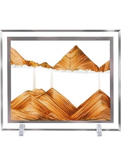 NYRWANA Moving Sand Art Picture Glass Liquid Wall Painting 3D Deep Sea Sandscape Natural Landscape in Motion Display Flowing Sand Frame Relaxing Home Decor (12”, Orange)