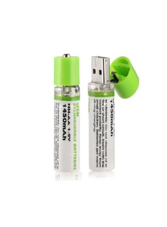 حجارة بطاريات قابله للشحن بمنفذ شحن usb - مقاس aa - Image 1