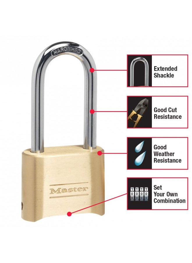 Master Lock Master Lock Set Your Own Combination Padlock with Extra Long Shackle, Brass Finish  - Image 2