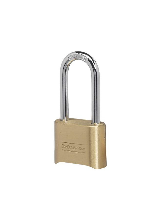 Master Lock Master Lock Set Your Own Combination Padlock with Extra Long Shackle, Brass Finish  - Image 1