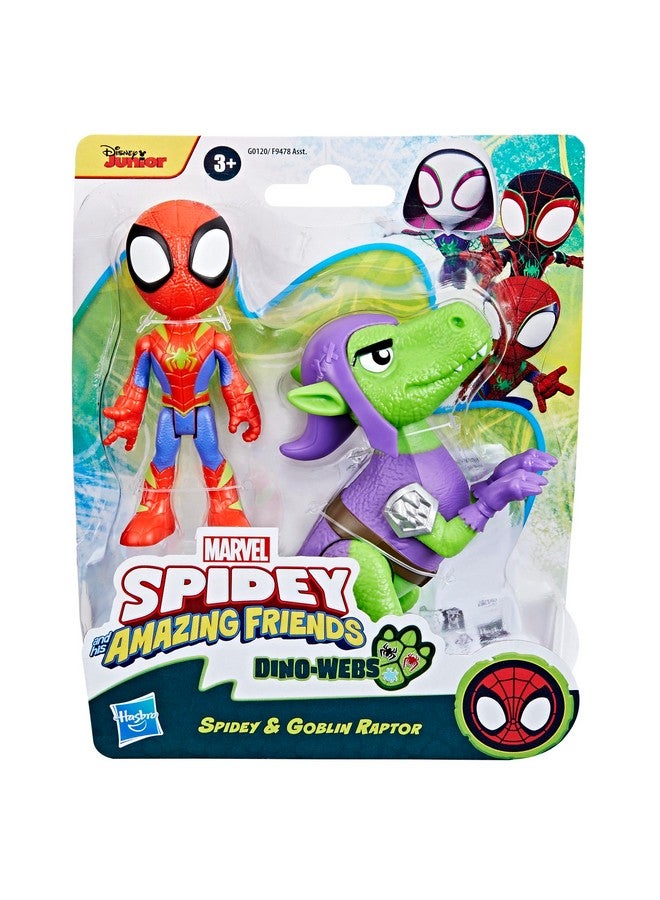 SPIDEY AND HIS AMAZING FRIENDS سبايدي وأصدقاؤه المذهلون مجموعة شخصيات العمل دينو-ويبز، سبايدي وغوبلين رابتور، ألعاب الأبطال الخارقين للأولاد والبنات من عمر 3 سنوات وما فوق - Image 2
