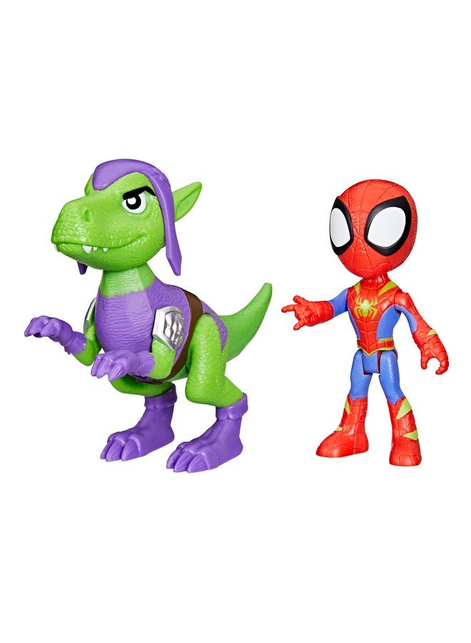 SPIDEY AND HIS AMAZING FRIENDS سبايدي وأصدقاؤه المذهلون مجموعة شخصيات العمل دينو-ويبز، سبايدي وغوبلين رابتور، ألعاب الأبطال الخارقين للأولاد والبنات من عمر 3 سنوات وما فوق - Image 1