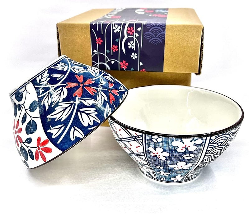 DLEST Ceramic Cereal Bowls 2 Pack 300 ML Microwave Dishwasher Safe Bowls for Soup Salad Pasta Rice Ice Cream Dipping Sauces Stain Resistant Stackable Elegant Gift Box - Image 1