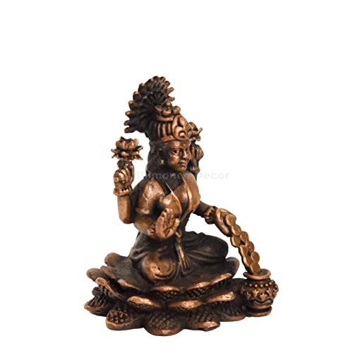 Bhimonee Decor Handmade Copper Dhan Lakshmi Idol | 2.5-Inch Patina Antique Finish | Auspicious Home Temple & Office Décor - Image 5