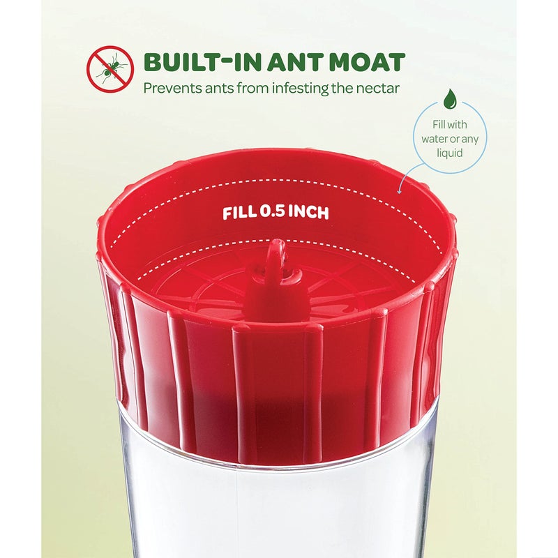 SEWANTA Hummingbird Feeder 10 oz [Set of 2] Plastic Feeders for Outdoors, with Built-in Ant Guard - Circular Perch with 5 Feeding Ports - Wide Mouth for Easy Filling/2 Part Base for Easy Cleaning - Image 4