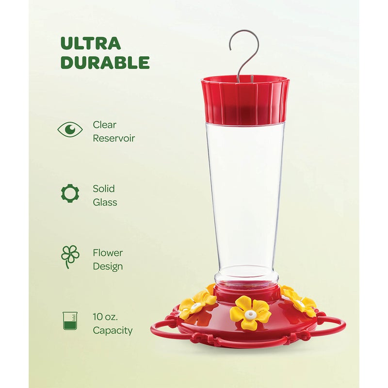 SEWANTA Hummingbird Feeder 10 oz [Set of 2] Plastic Feeders for Outdoors, with Built-in Ant Guard - Circular Perch with 5 Feeding Ports - Wide Mouth for Easy Filling/2 Part Base for Easy Cleaning - Image 5
