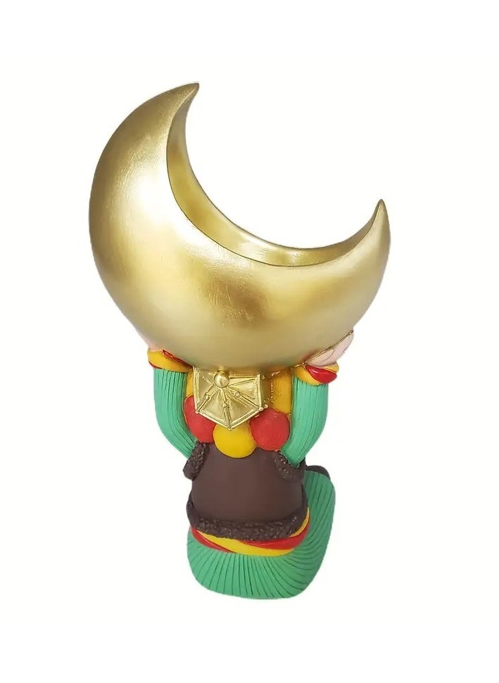 Home Care Resin Middle Eastern Style Moon Lifter Figurine, Muslim Eid Al-Fitr Decorative Jewelry Box and Organizer, Colorful Painted, Rectangular, Multi-Purpose, Tabletop Display 12X24 cm  - Image 3