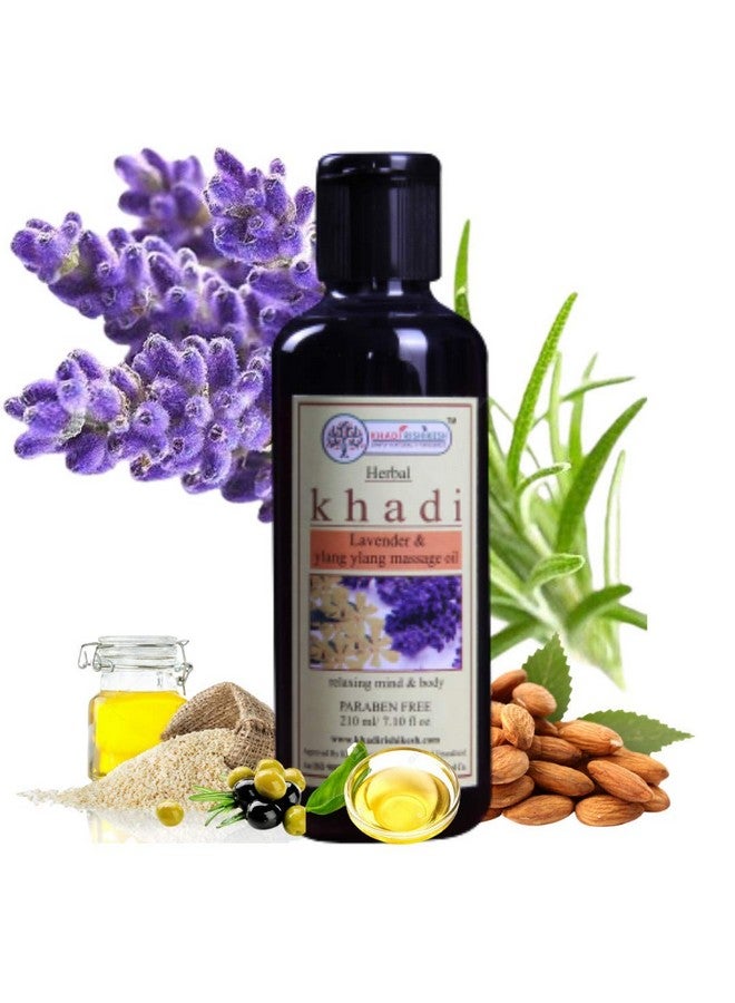 KHADI RISHIKESH herbal Lavender & Ylang Ylang body Oil For Full Body Massage,|Paraben & Mineral Oil Free|Stress-relieving properties|Suitable for All Types of Hair(210x2=420 ml) - Image 1
