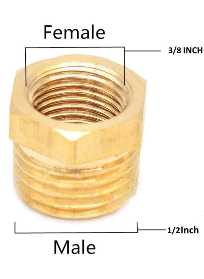 Royal Apex Pack Of 2 Brass Reducer Bsp Male Thread To Bsp Female Thread Reducing Bush Hex Reducer Bushing Hose Pipe Fitting Connector Adapter (1/2''X3/8'') - Image 2