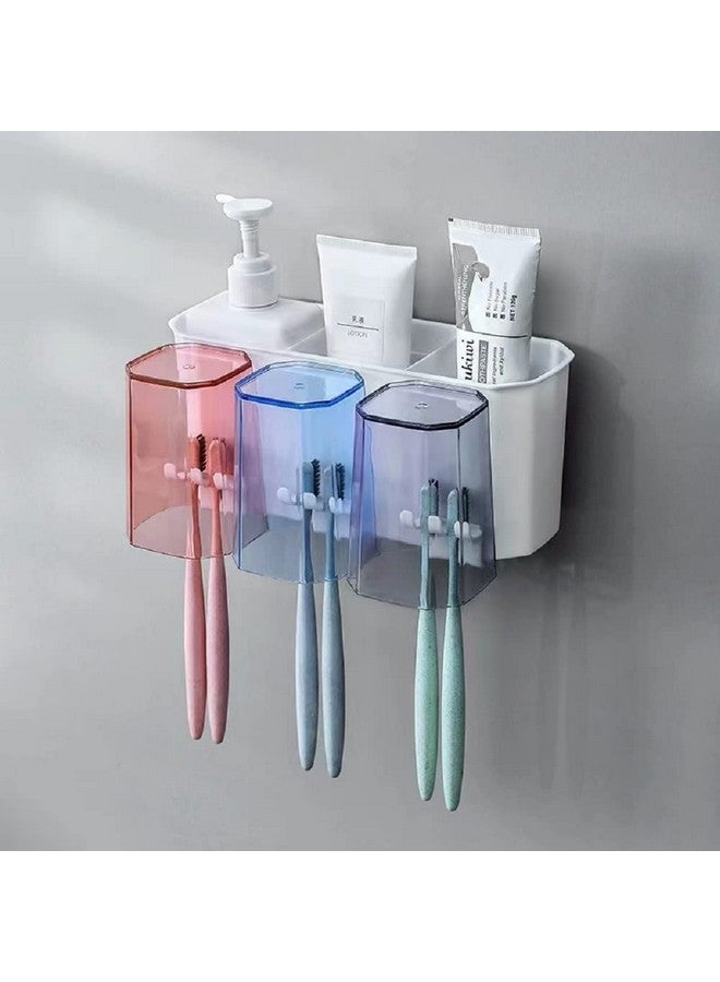 LXOICE Plastic Toothbrush Holder Wall Mounted, Toothbrush Holders For Bathroom, Brush Holder For Bathroom Wall Mounted, Bathroom Organizer, White - Image 1