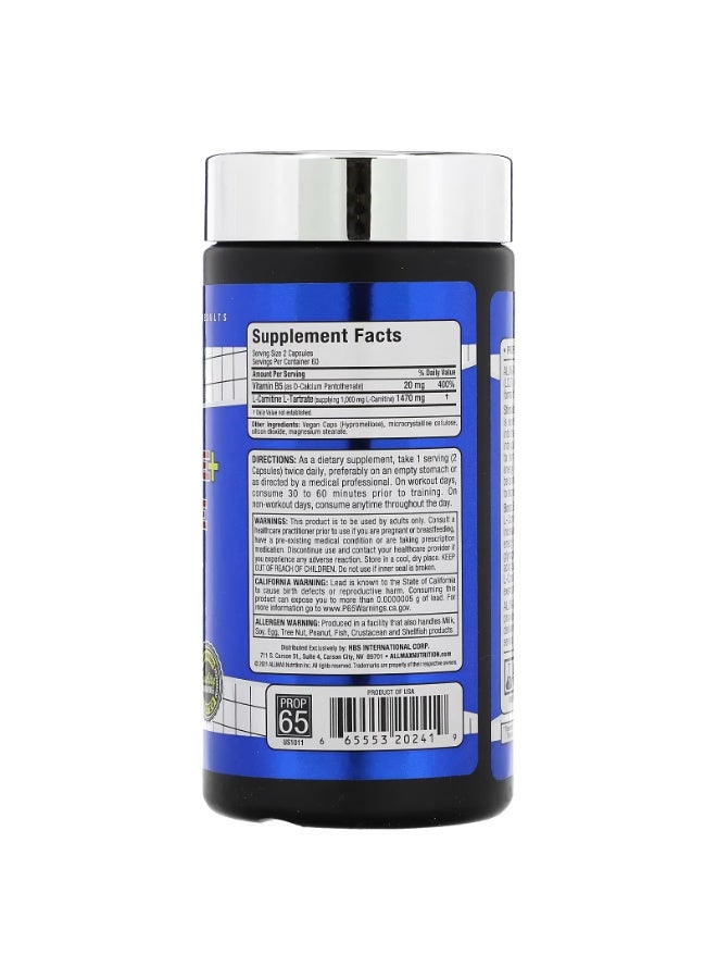 Allmax Essentials, L-Carnitine + Tartrate, 120 Capsules - Image 2