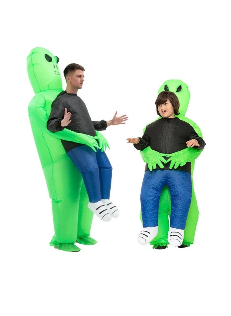 Inflatable Alien Carry Me Costume for Adults – Funny Blow Up Halloween Party Outfit with Air Pump - Image 1