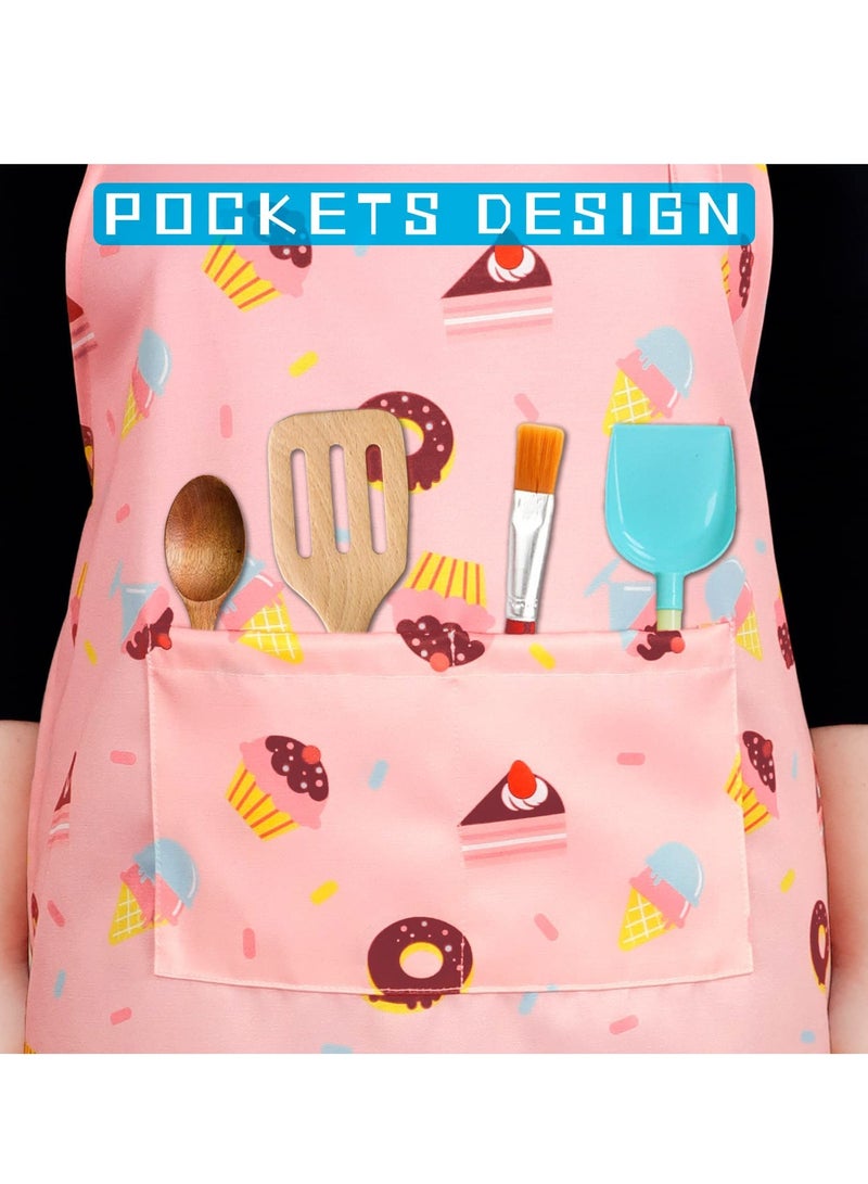 SYOSI Kids Aprons for Girls Toddler, Adjustable with Pockets Cooking Baking Painting Crafting Art Gardening - Image 3
