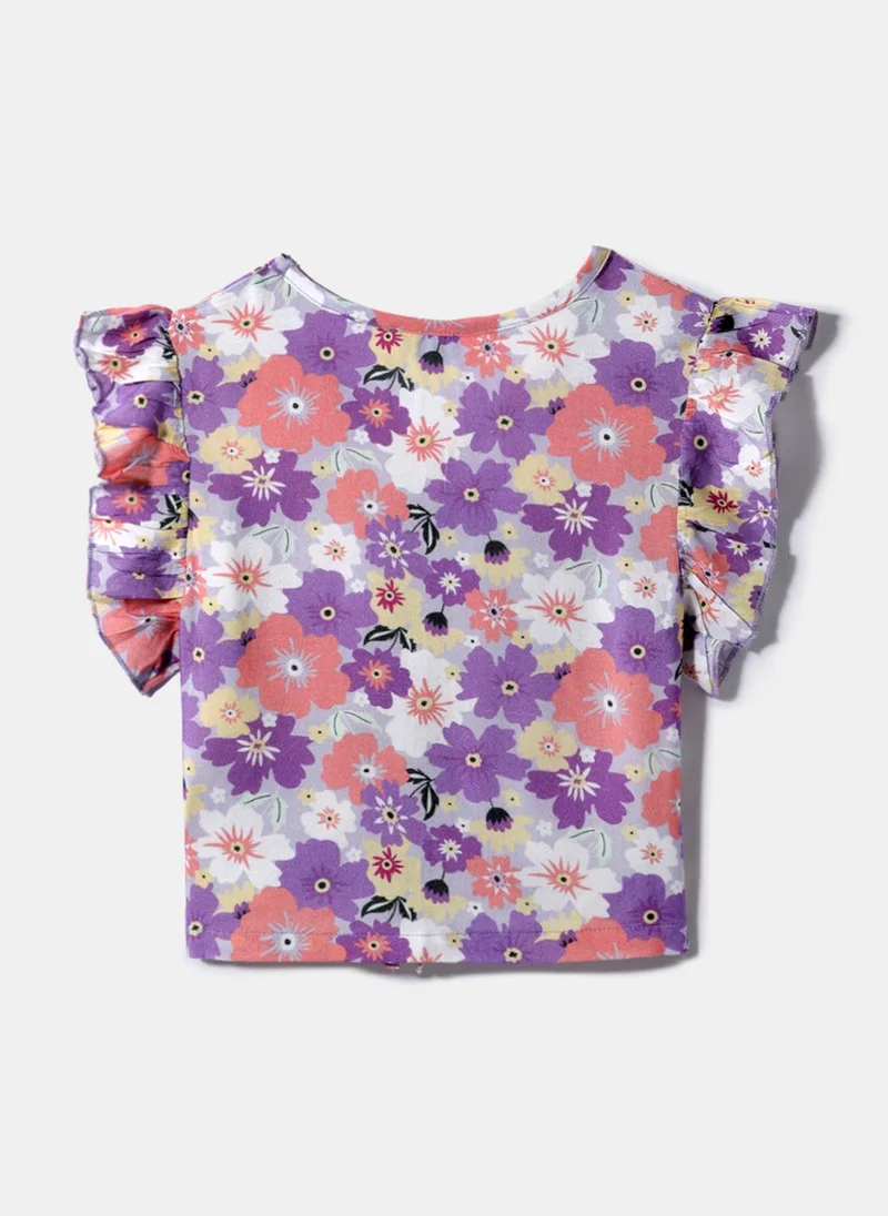 Nautinati Nautinati Purple Printed Top for Girls