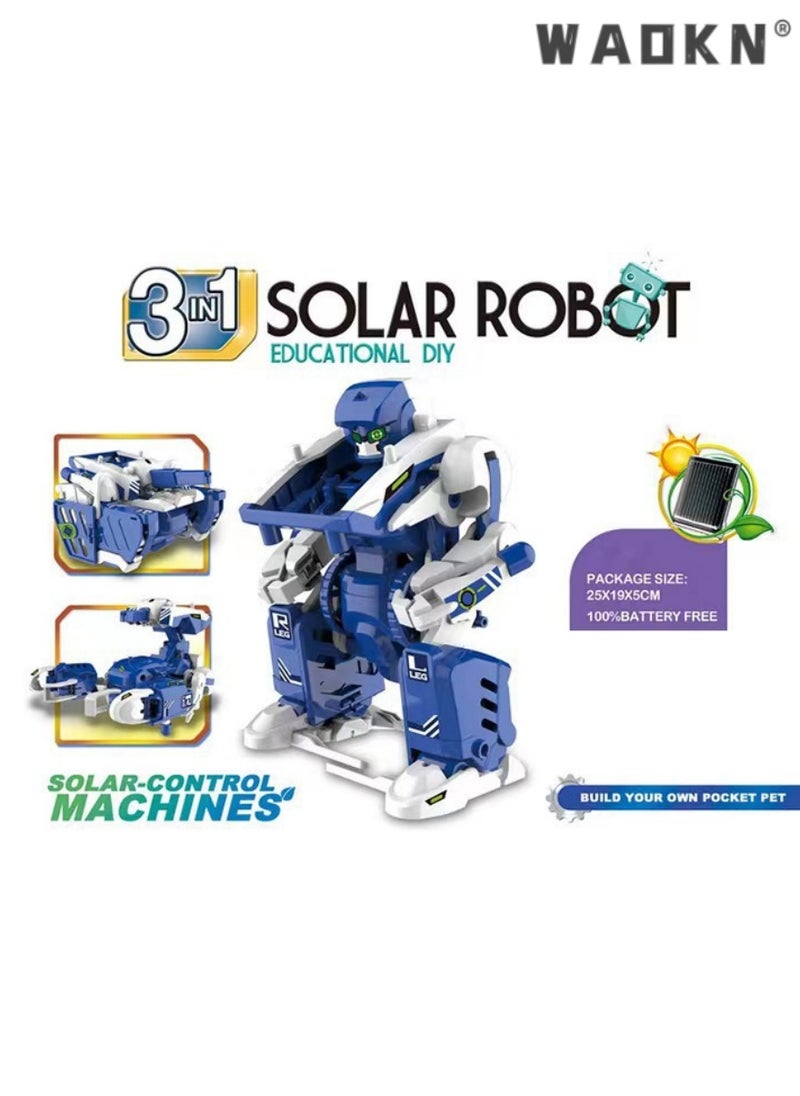 WAOKN DIY Educational Science Experiment Kit, 3-in-1 Solar Robot, Build Your Own Solar-Powered Toy, Learning Tool, Ideal for Kids' Cognitive Development and Hands-On Experience,Enjoyable  - Image 1