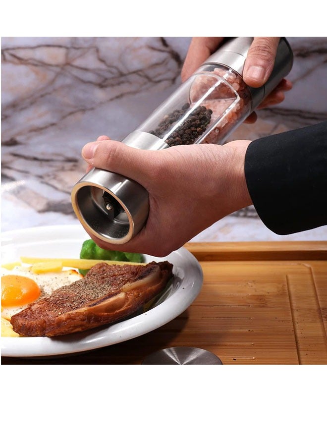 Salt and Pepper Grinder,2 in 1 Manual Stainless Steel Salt Pepper Grinder，Adjustable coarseness ceramic spice grinder，refillable，For camping trips outdoor family barbecues - Image 5