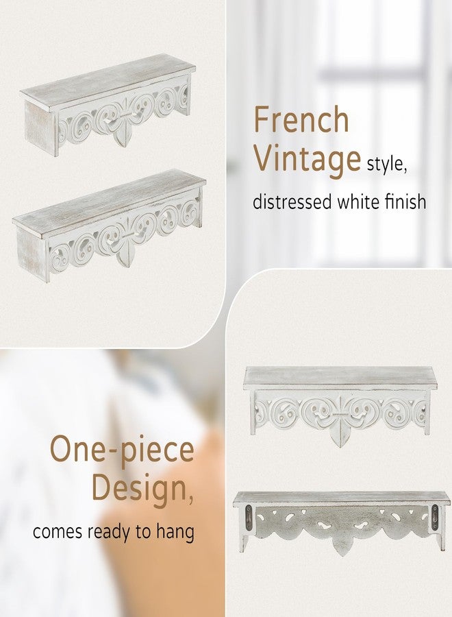 Walasis White Wall Shelves French Country Decor - Decorative Floating Shelf Antique Wood Wall Decor Farmhouse Rustic Hanging Shelves for Living Room Bedroom - Image 5