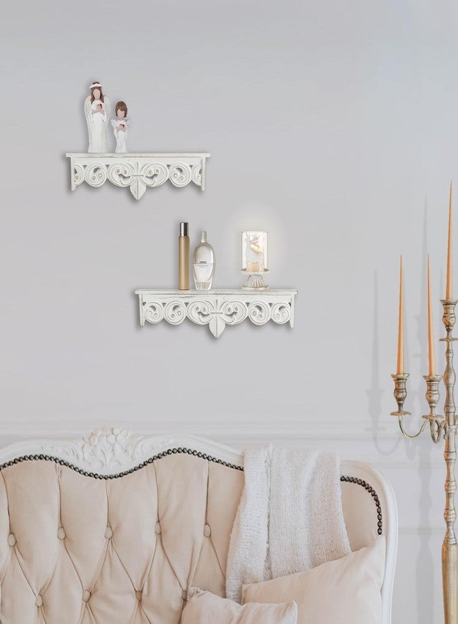 Walasis White Wall Shelves French Country Decor - Decorative Floating Shelf Antique Wood Wall Decor Farmhouse Rustic Hanging Shelves for Living Room Bedroom - Image 3