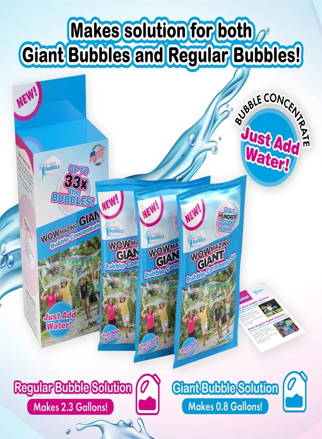 WOWMAZING Big Bubbles Refill - Concentrated Giant Bubble Solution Makes 2.3 Gallons | 3 Pouches for Kids’ Fun | USA Made - Image 2
