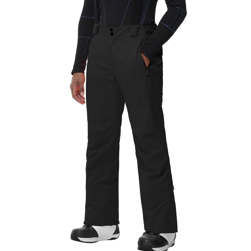 SnowElve Men's Insulated Snow Pants Waterproof Ski Pant for Winter Hiking Bottom Leg Zipper Outdoor Pants Zipper Pockets(YSB-K03,Black,XL) - Image 1