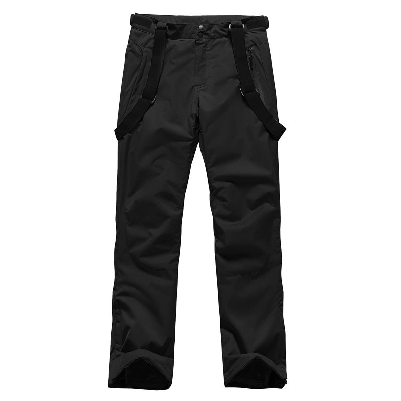 SnowElve Men's Insulated Snow Pants Waterproof Ski Pant for Winter Hiking Bottom Leg Zipper Outdoor Pants Zipper Pockets(YSB-K03,Black,XL) - Image 3