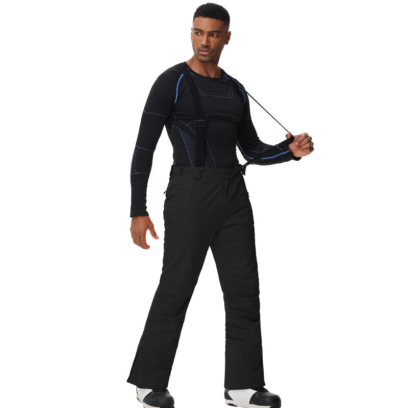 SnowElve Men's Insulated Snow Pants Waterproof Ski Pant for Winter Hiking Bottom Leg Zipper Outdoor Pants Zipper Pockets(YSB-K03,Black,XL) - Image 2